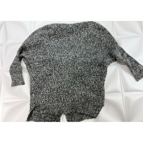 POL Womens Sz M Black White Gray Marled Knit Cardigan Sweater Jacket Oversized - Picture 3 of 8